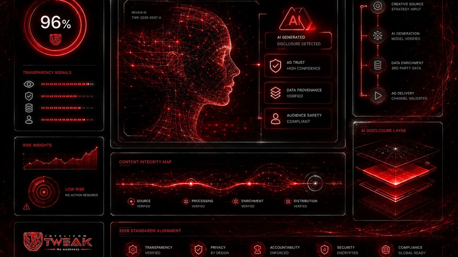 AI creative transparency, provenance and trust dashboard visual