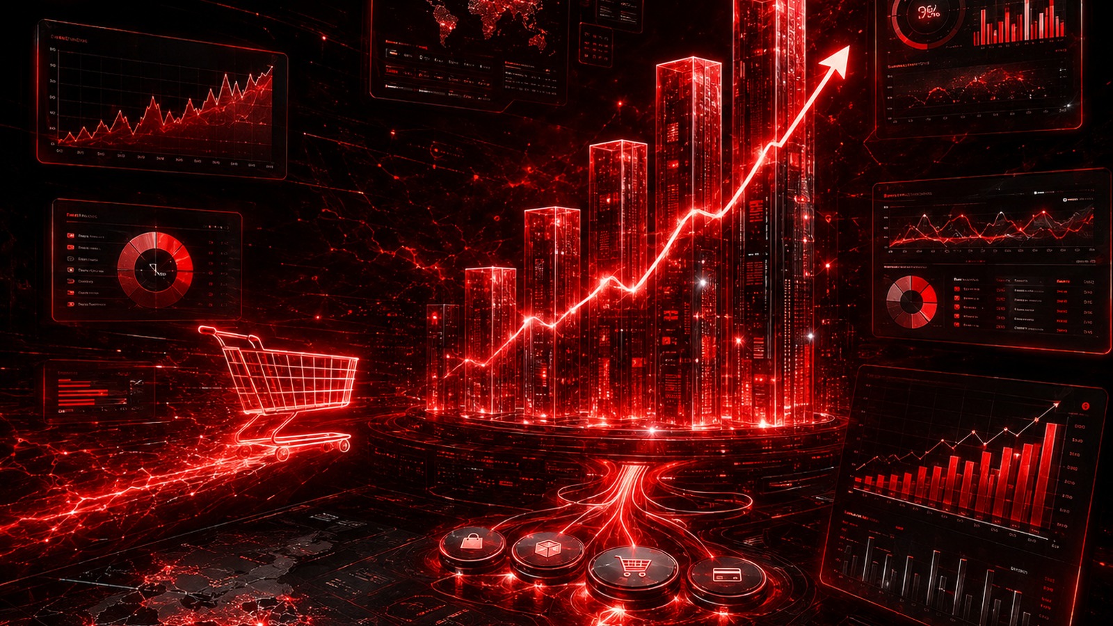 Commerce analytics and growth trajectory editorial visual