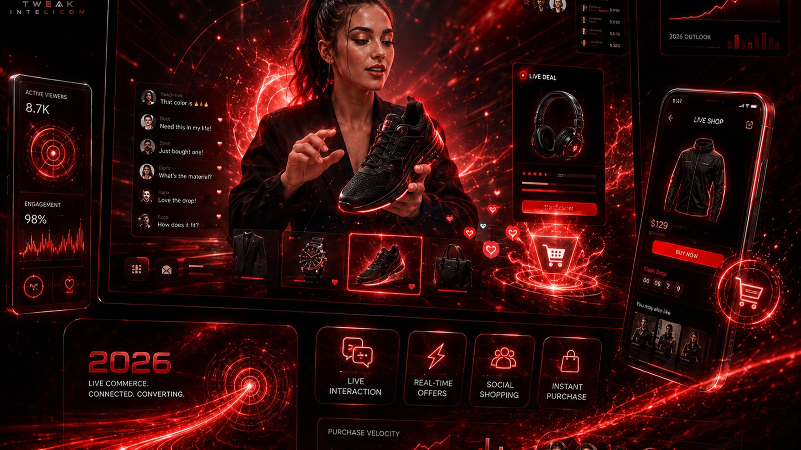 Live commerce and real-time social shopping visual